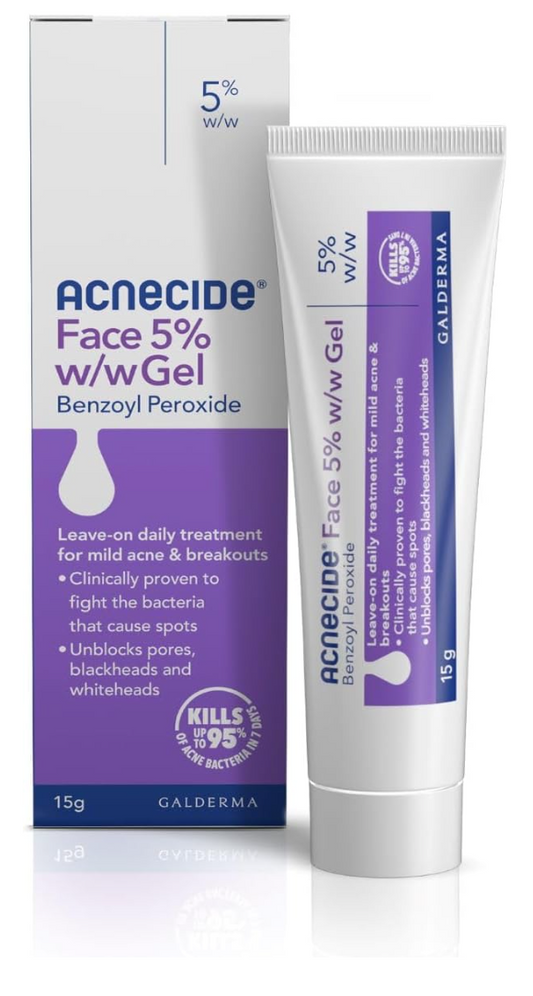 Acnecide Face 5% w/w Gel | Benzoyl Peroxide Acne Treatment for Spot Prone Skin | 15g