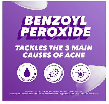 Acnecide Face 5% w/w Gel | Benzoyl Peroxide Acne Treatment for Spot Prone Skin | 15g
